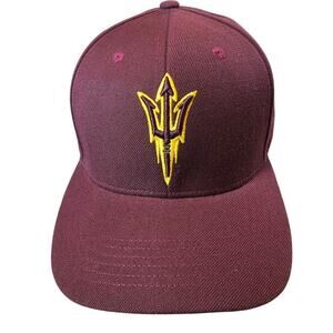 Arizona State University Sun Devils Snapback Hat Cap Maroon Wool ASU One Fit
